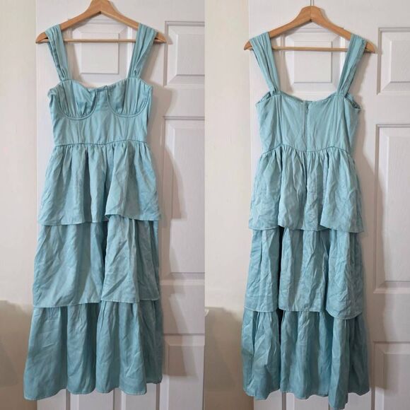 WeWoreWhat Corset Midi Dress in Baby Blue M NWT - Picture 2 of 8